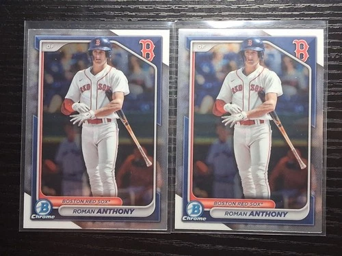 TWO CARDS: 2024 Bowman Chrome Prospects - ROMAN ANTHONY #BCP-22 (PRC) | RED SOX