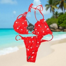 ZAFUL Bikini Sz 4 Womens Ditsy Floral Cheeky Brazilian 2 Pc Swim Beach Wear