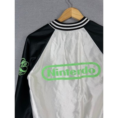 Vintage Nintendo Power Promo Jacket Mario Satin Bomber White Black Rare BIG
