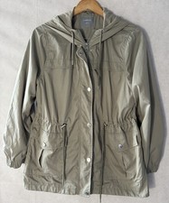 Ladies Size M Lindex Hooded Jacket, Khaki Green, Pickets, Drawstring Waist