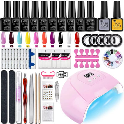 Gel Varnish Kit Professional Nail Gel Kit with Nail Dryer Soak off Nail Gel Poli