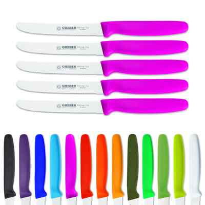 5er Set Giesser Tomatenmesser Brötchenmesser Tafelmesser 11cm mit Welle 19Farben
