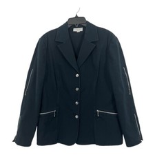 St. John Sport by Marie Gray Size L Black Cotton Zipper Detail Jacket