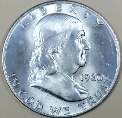 1960-D Silver Benjamin Franklin Half Dollar - ** BU ** Very Nice Coin.