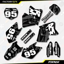 Black & White Fierce Graphics Kit fits 01-08 Suzuki RM125 RM250 RM 125 250 decal