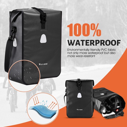 WEST BIKING Full Waterproof MTB Bike Single Pannier Bag Bicycle Rack Bag Black - Picture 11 of 16