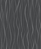 Novamur Vliestapete Ivy 82321 Struktur Wellenmuster Schwarz Silber (2,57€/1Qm)