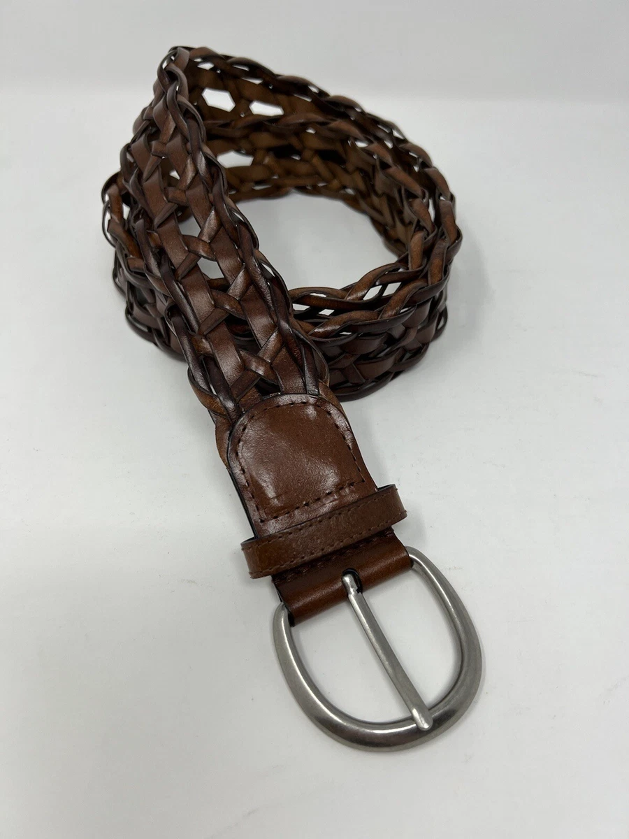 Women's Plus Size 2X Brown Braided Belt Genuine Leather 1 3/4 Wide