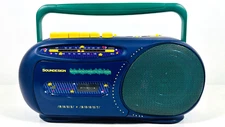 Soundesign 4619 HBL AM/FM Radio Cassette Player '80s Graphics Totally Tubular