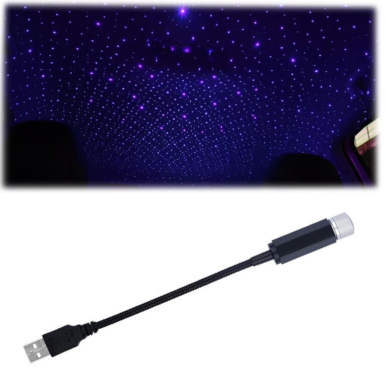 5 Luci LED USB Per Auto - Mini Luce Ambiente Per Interni Auto, PC E Power Bank | Bianco