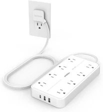 Power Strip with Surge Protection 8 Outlets 3 USB 6 Ft Extension Cord for Office