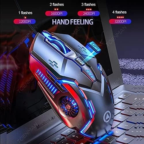 Wired Gaming Mouse, 6 Buttons, 3200 DPI, 7 LED Lights, for Games & Office - Image 3 of 3