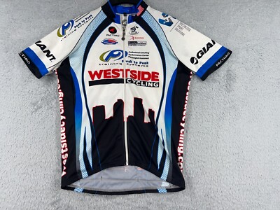 Pactimo Cycling Jersey Adult Medium Blue Black Full Zip Westside Cycling  Poly