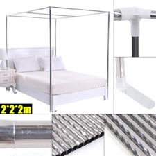 4 Corner Bed Canopy Frame Stainless Steel Post Mosquito Netting Curtain Brackets