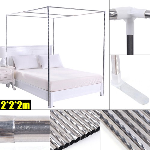 4 Corner Bed Canopy Frame Post Bracket 2*2*2m Bed Mosquito Netting Curtain Home - Picture 1 of 15