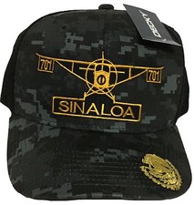 SOMBRERO EL AVION DEL CHAPO SINALOA MEXICO 701 2 LOGOTIPOS SOMBRERO DIGITAL GRIS NEGRO