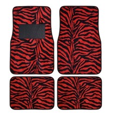 New Safari Red Zebra Tiger Print Car Truck Suv Front Rear Carpet Floor Mats Set