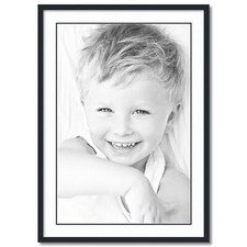 ArtToFrames Matted 28x40 Black Picture Frame with 2" Double Mat, 24x36 Opening