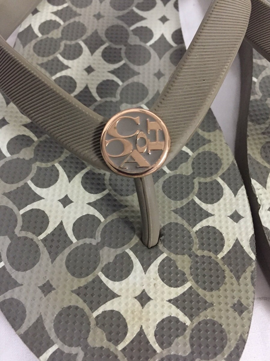 COACH SHADES OF GRAY LOGO THONG SANDALS FLIP FLOPS WITH  display picture 3