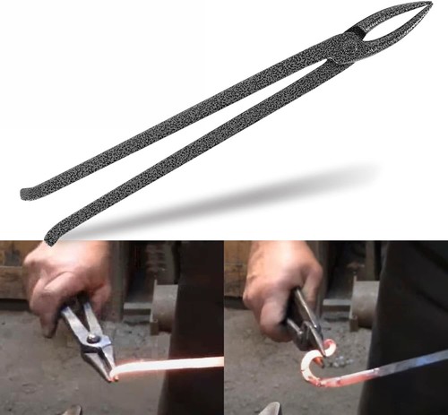 Blacksmith Scroll Tongs Blacksmith 16'' Curved Jaw Scroll Tongs Pointed Tongs