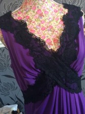 Alexon Purple Black Lace Long Length 58”  Dress Pristine Size 12 Away