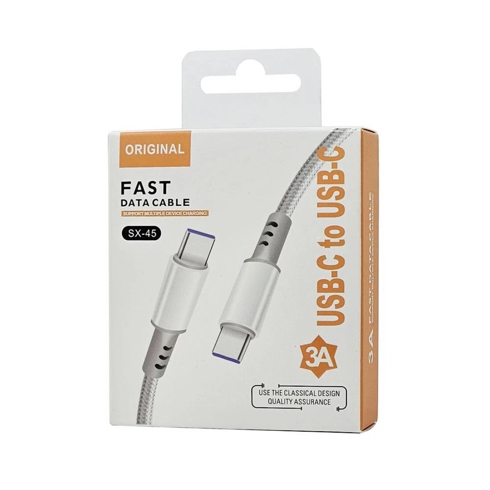 Cabo de dados 5 trançado USB C tipo-C carregamento rápido 20W carregamento rápido cabo de 3 pés - Imagem 2 de 2