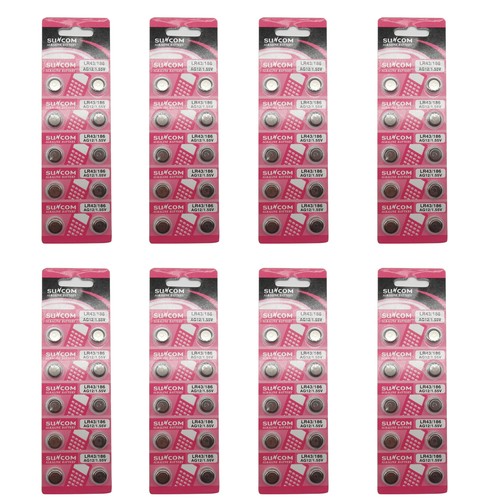 80PCS AG12 LR43 L1142 186 301 386 1.5V Alkaline Button Cell Watch Battery SUNCOM