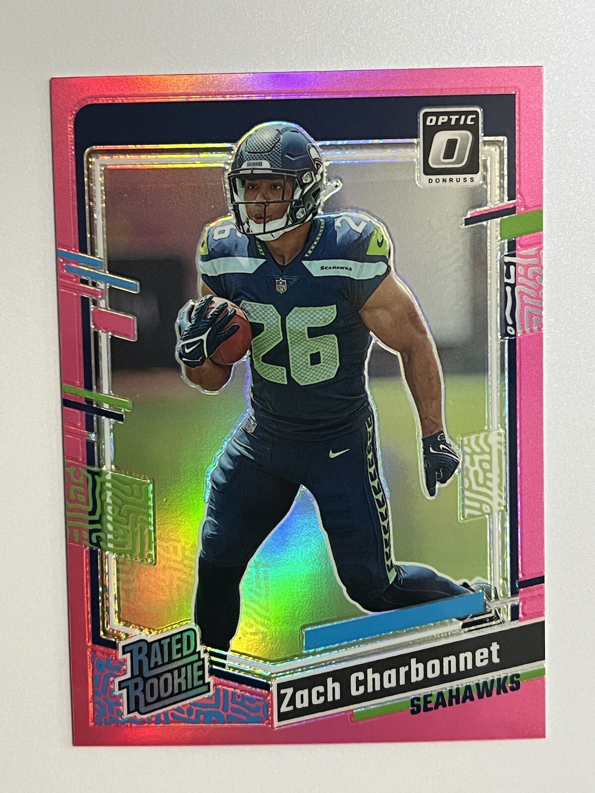 2023-24 Panini Donruss Optic Zach Charbonnet Rated Rookie Optic Pink Prizm #294