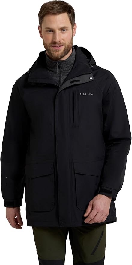 Mountain Warehouse Hombres Glacier ll Chaqueta Impermeable Negra Pequeña Ligera