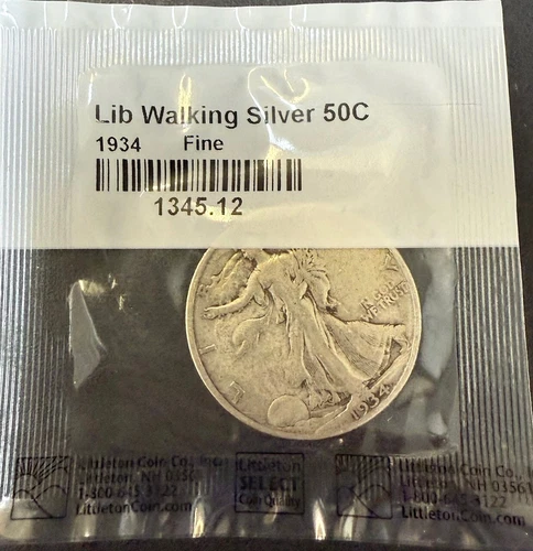 1934 Walking Liberty Half Dollar Circulated Littleton Coin Co. Fine