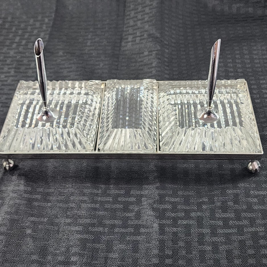 Vintage Waterford Crystal Executive Desk Pen Holder Paper Weight Set 1