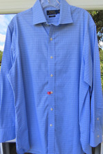 Ralph Lauren Easy Care Dress Shirt Mens Plaid Checks Pony Large 16 1/2x32/33 EUC