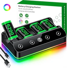 4X 6200Mwh Battery Pack Compatible with Xbox One/Series S/X Controller Charging 