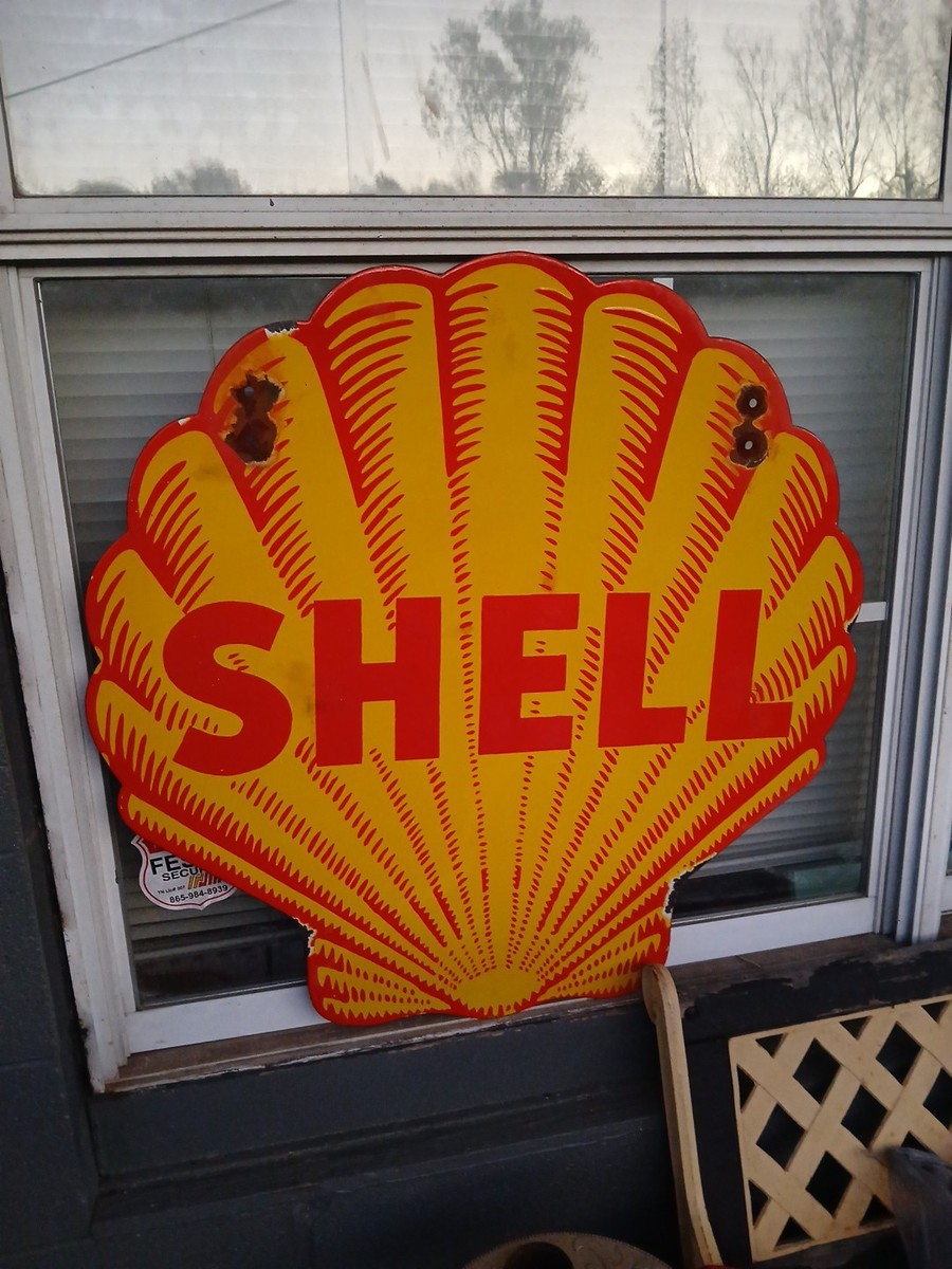 LARGE Vintage SHELL Die Cut Clam Logo 30