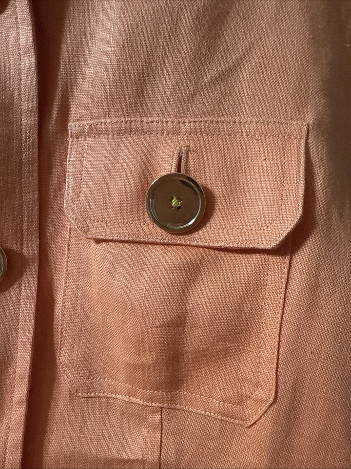 Chaqueta Blazer Jones New York 100% Lino Naranja Talla S Cuello Abotonado Botón Grande Foto 4 de 4