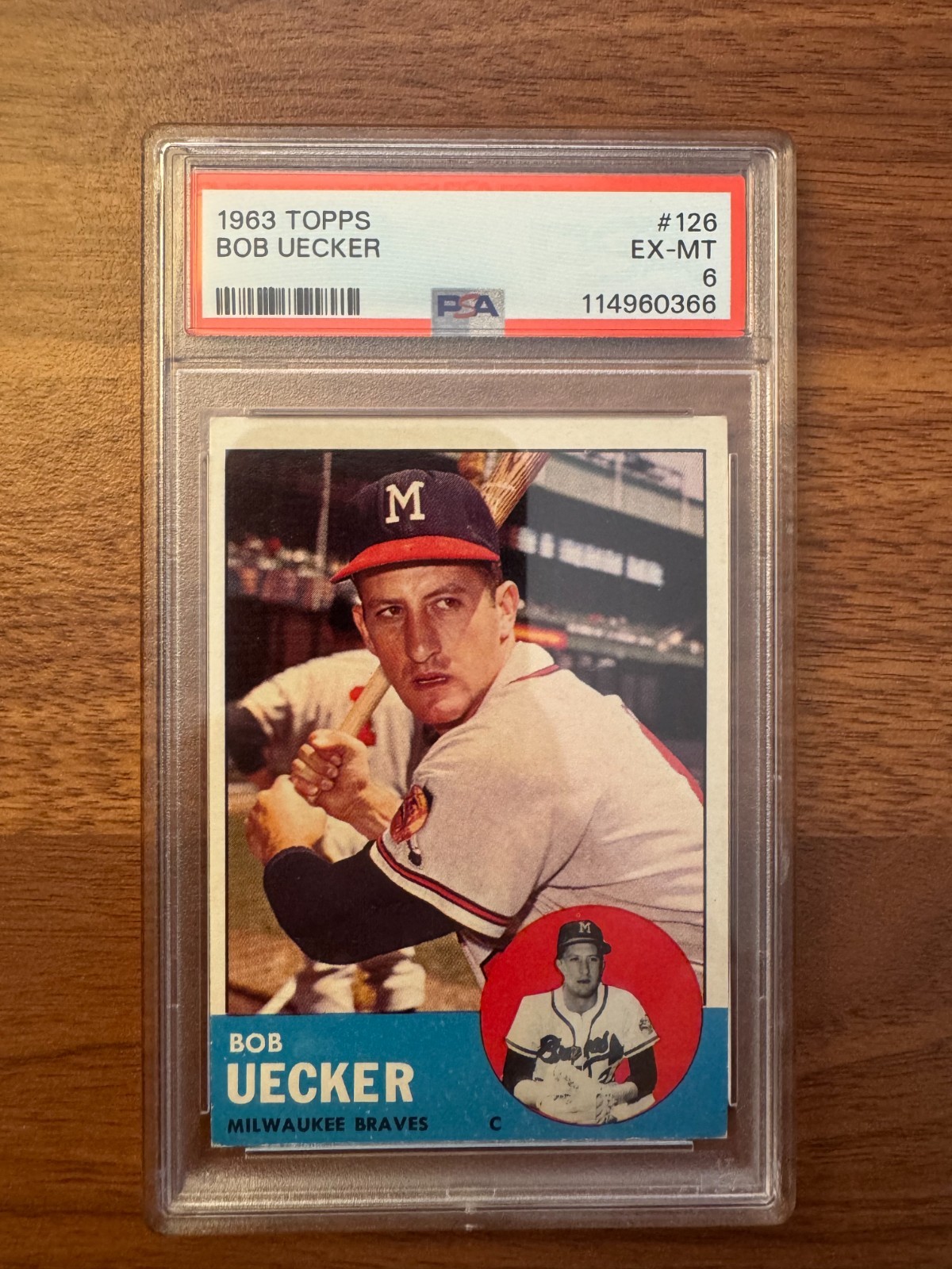 Graded 1963 Topps - Bob Uecker #126 (PSA 6)