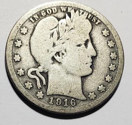 1916-D  Silver Barber Quarter