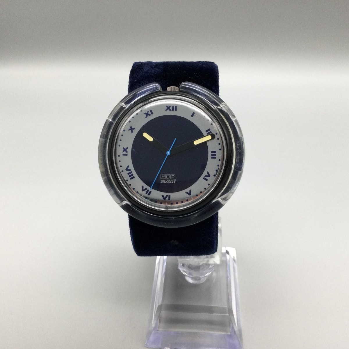 Vintage Swatch Pop Blue Velvet Mens Watch 47mm Blue Clear Swiss