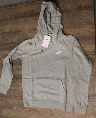 Nike Sportswear Essential Fleece Pullover Hoodie Grey Size Small BV4124, Grey; S