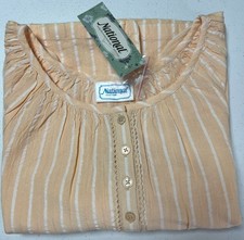 National Brand 100% Cotton Long Sleeve Nightgown Peach Stripe Cottage Core