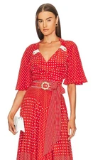 ZIMMERMANN NWT $450 Red Cream Dot Cropped 100% Silk Wrap Top Size 1 US 6