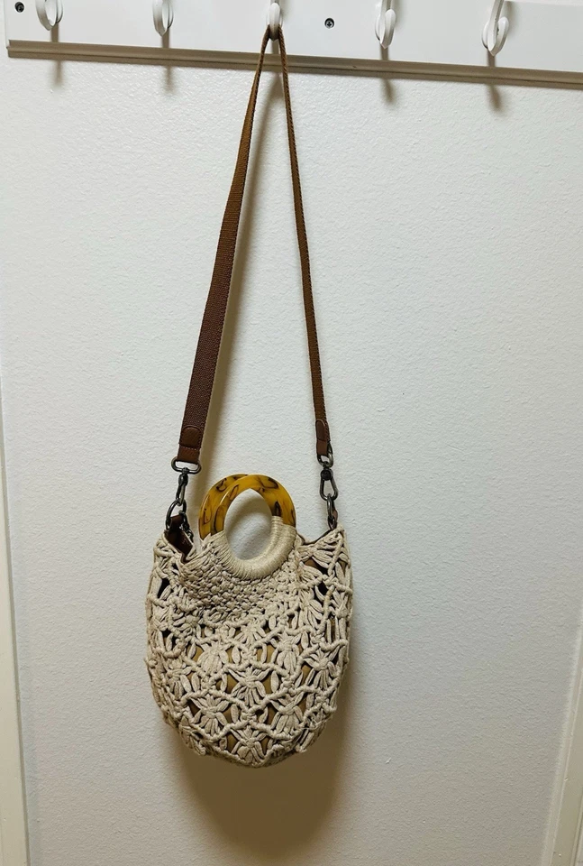 The Sak Helena Crochet Circle Handle Crossbody Bag With Tortoise-Shell Handle - Image 3 of 4