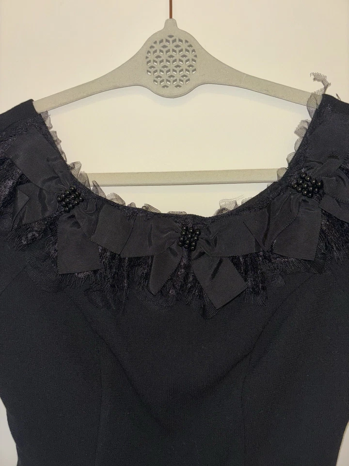 Vestido de Cóctel Eva Franco Anthropologie Vintage Negro, Talla 4, Ajuste y Acampanado Foto 2 de 4