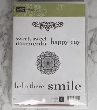 Stampin' Up HAPPY DAY Rubber stamp set New Rare Sentiments B12