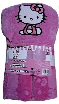 New!! Sanrio Hello Kitty Kids Girls Character Hooded Towel 100% cotton 50'' x 27''