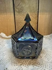 VINTAGE CARNIVAL GLASS TRINKET BOX LIDDED JAR EAGLE & LONE STAR STUNNING