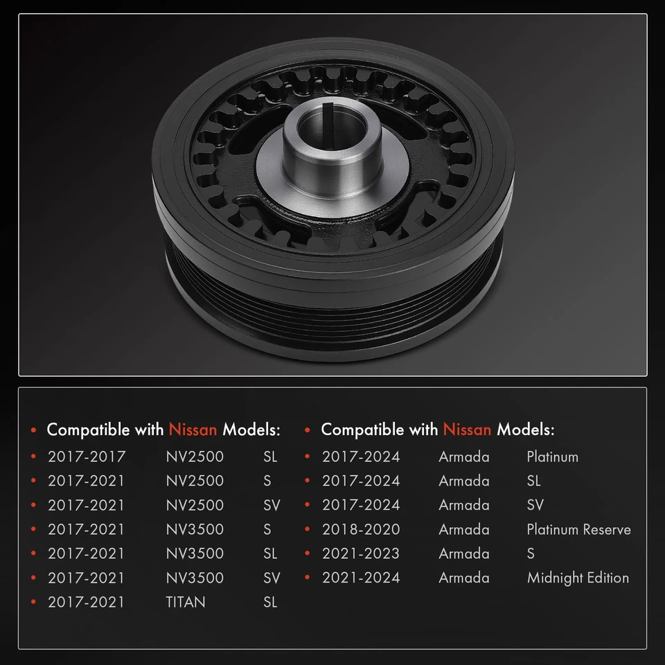 Crankshaft Pulley forNissan TITAN XD Armada NV2500 NV3500 INFINITI QX80 V8 5.6L - Image 2 of 4