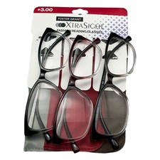Foster Grant XtraSight Fashion Reading Glasses 3 Pack 3.00 Black Burgundy Brown
