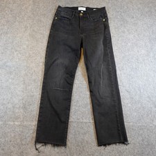 Frame Jeans Womens 27 Black Le High Straight Raw Hem High Rise Condor
