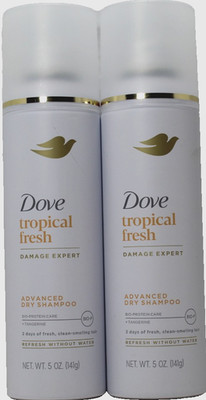 2 Pack Dove Tropical Fresh Tangerine Damage Expert Advanced Dry Shampoo 5oz.